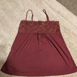 strap burgundy lace cami tank top